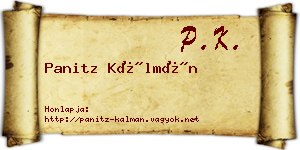 Panitz Kálmán névjegykártya